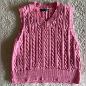Pink Cable Knit Sweater Vest